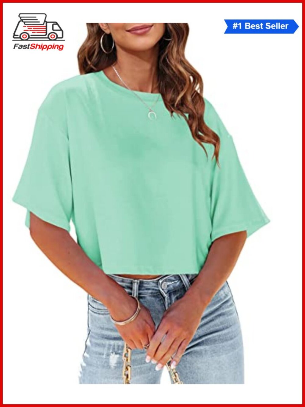 ✨Womens Summer Crop Top Half Sleeve Casual Cropped T-Shirt